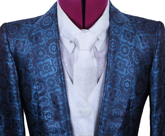 Day Coat Show Season Teal Blue Razzle Berry Medallion Brocade