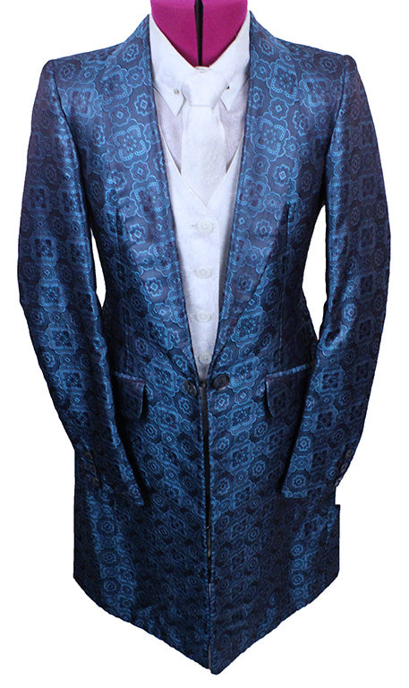 Day Coat Show Season Teal Blue Razzle Berry Medallion Brocade