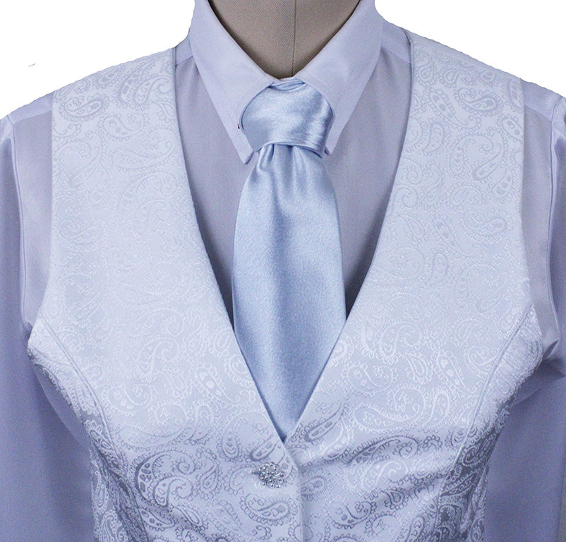 Vest White Paisley Brocade