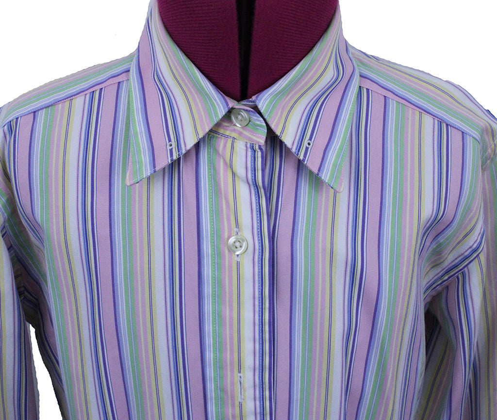 Shirt Becker Brothers Pink, Lime, Yellow, and Blue Stripe