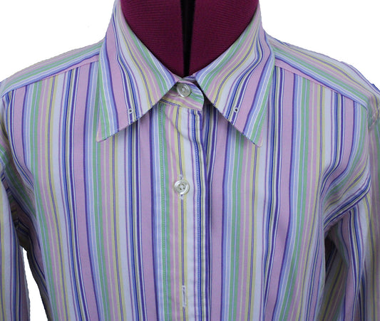 Shirt Becker Brothers Pink, Lime, Yellow, and Blue Stripe