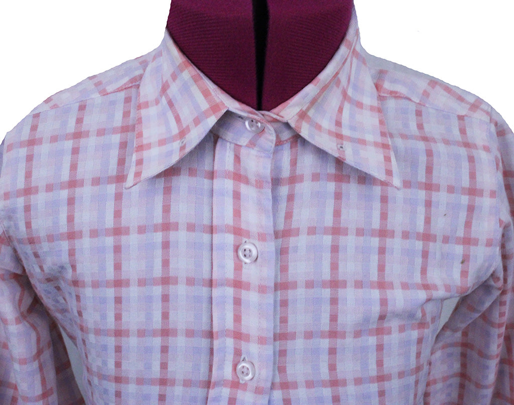 Shirt Coral and Light Blue Plaid