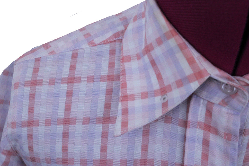Shirt Coral and Light Blue Plaid