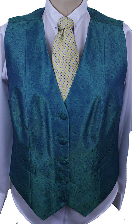 Vest Top Shelf Teal Peacock Pattern