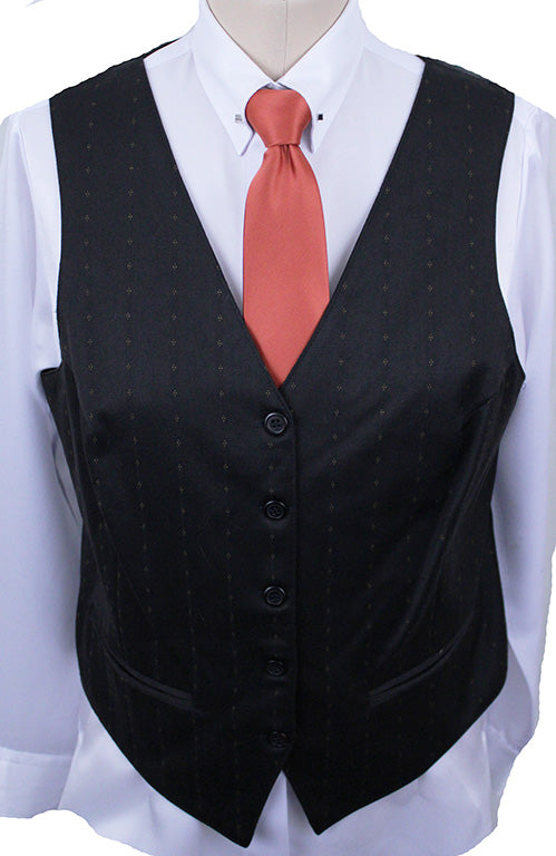 Vest Carl Meyers Brown with Gold Medallion Dot Pinstripe