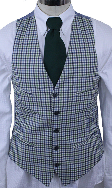 BRAND NEW! Men's Vest Becker Brothers Sage and Blue Houndstooth