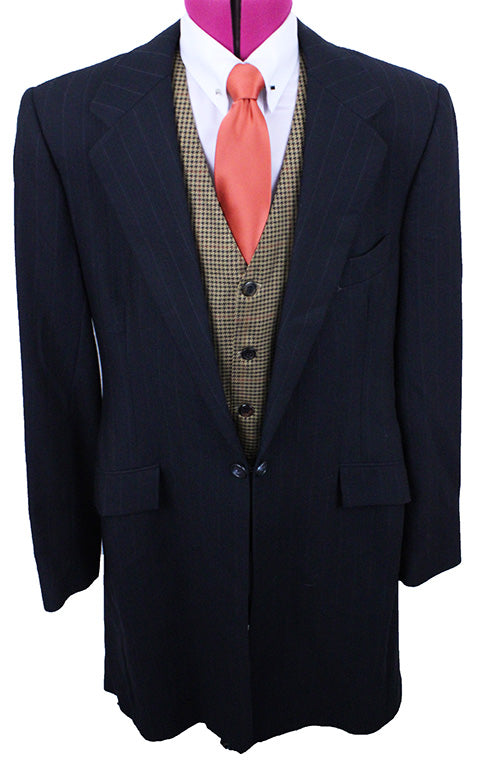 Men's Suit Chavez Black with Thin Silver Pinstripe