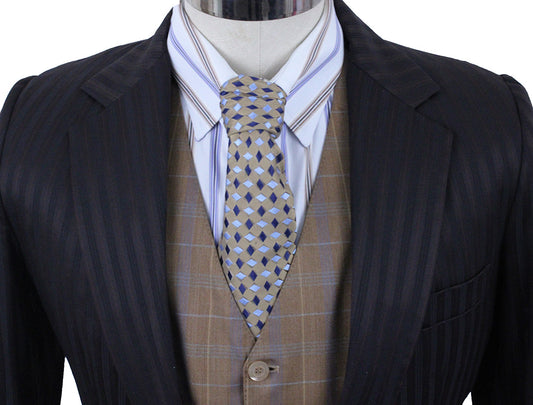 Day Suit Men's Becker Brothers Brown Sheen with Black and Rust Pinstripe