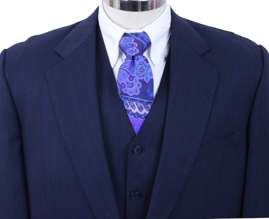 Men's Suit Final Touch Navy with Light Blue and Sage Pinstripe