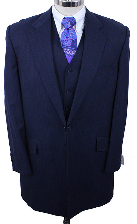 Men's Suit Final Touch Navy with Light Blue and Sage Pinstripe