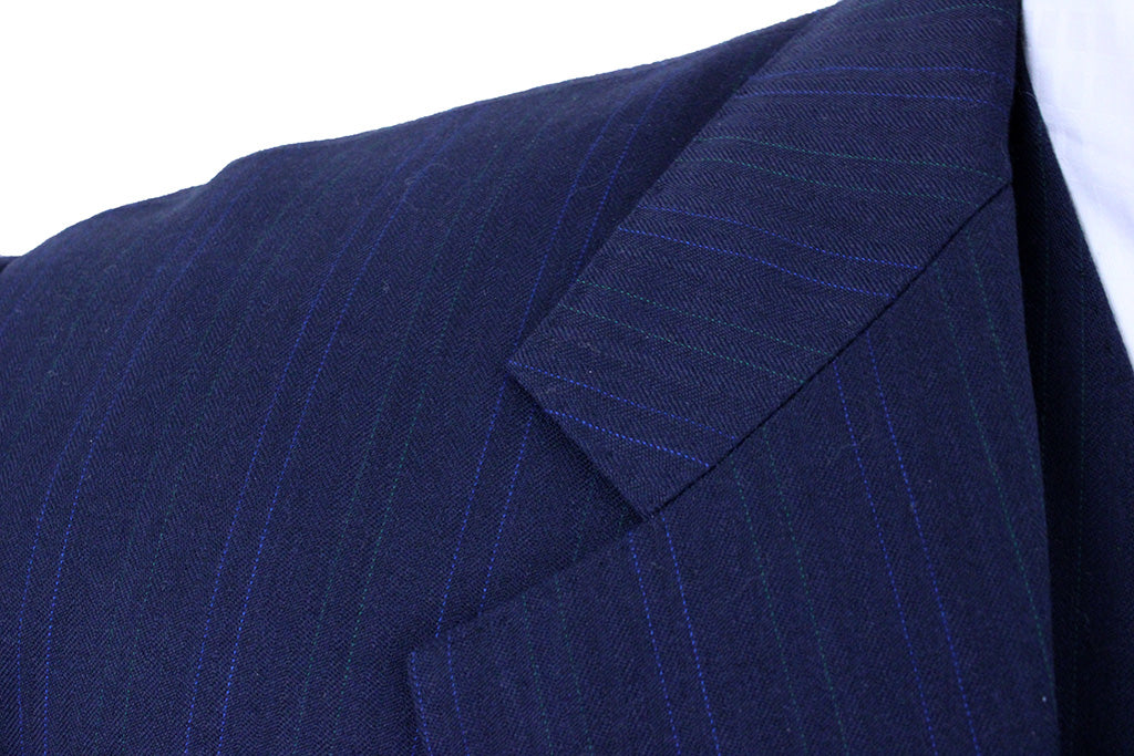 Men's Suit Final Touch Navy with Light Blue and Sage Pinstripe