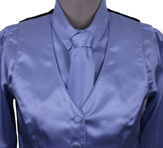 Shirt and Vest Combination Show Season Light Blue Satin