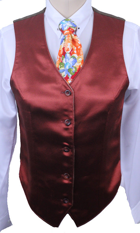 Vest Show Season Reversible Cream and Cardinal Satin