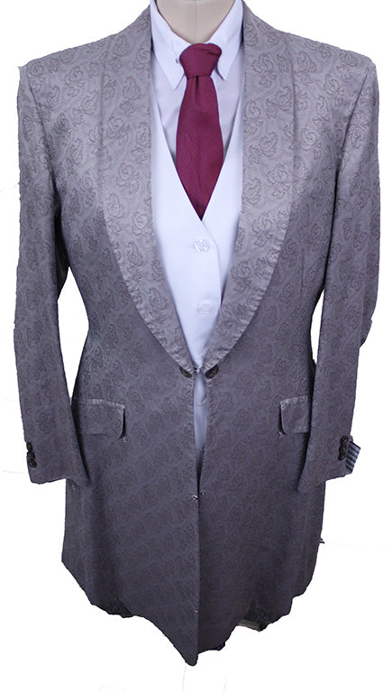 Day Coat Frierson Silver with Mauve Paisley Brocade
