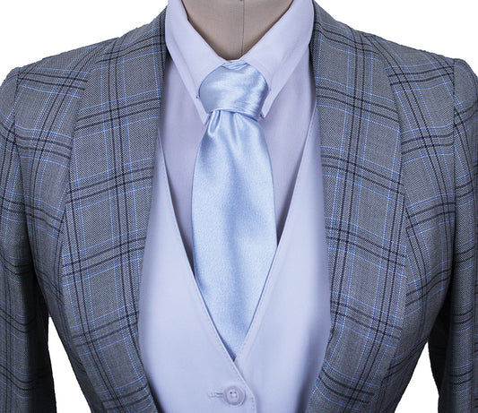 Day Coat Becker Brothers Silver with Blue and Charcoal Windowpane