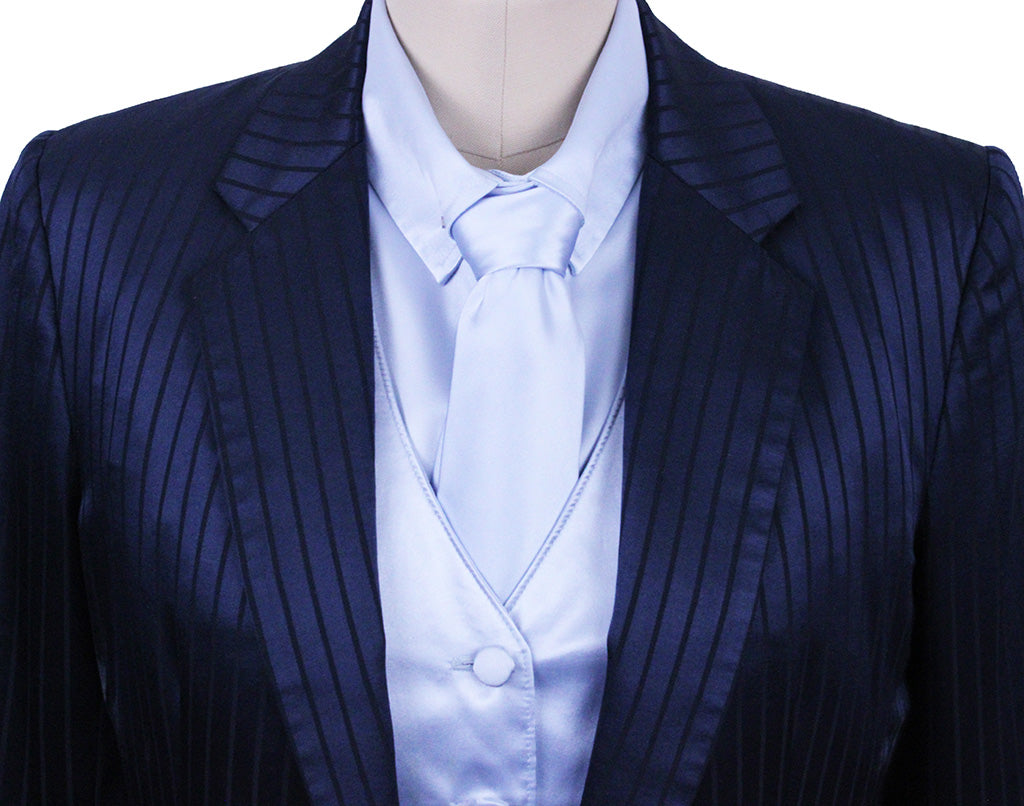 Day Suit Show Season Navy Sheen with Black Shadow Stripe