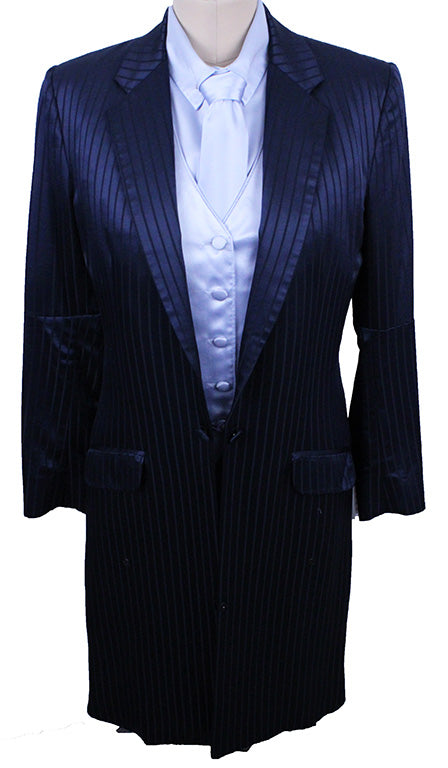 Day Suit Show Season Navy Sheen with Black Shadow Stripe