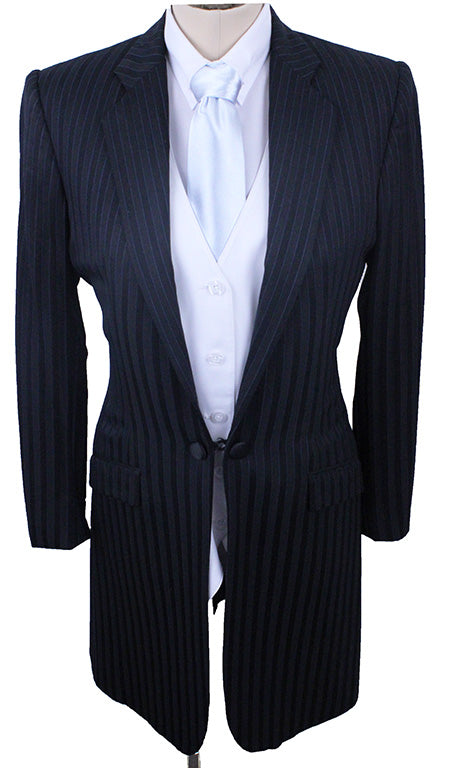 Day Suit Show Season Black Shadow Stripe with Blue Pinstripe
