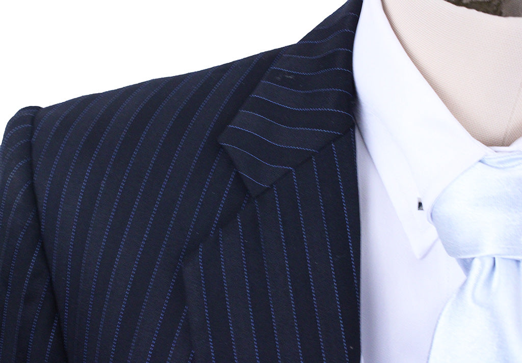 Day Suit Show Season Black Shadow Stripe with Blue Pinstripe