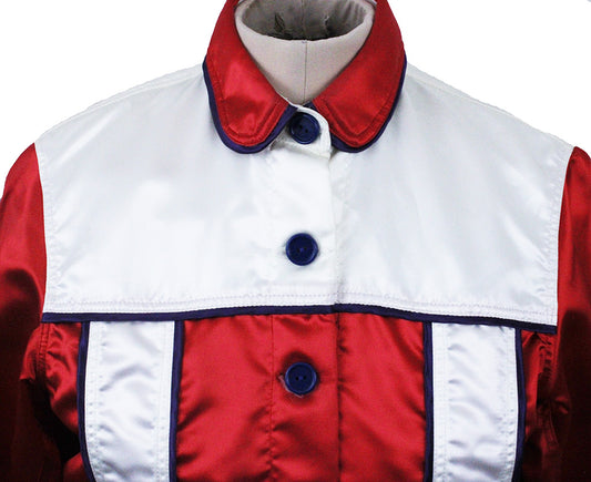 Road Silks Red with Purple and White Piping