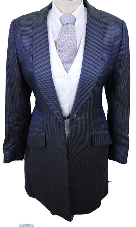 Day Coat Marsha DeArriaga Navy with Sage Houndstooth