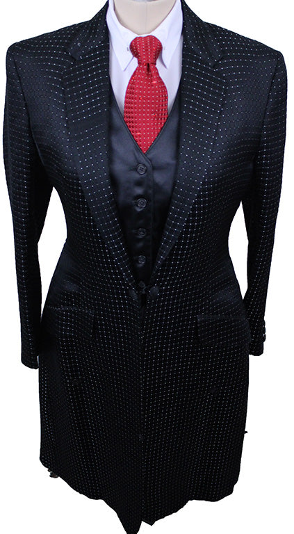 Day Coat Show Season Black Square Sheen with Metallic Dot