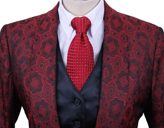 Day Coat Show Season Scarlett and Black Medallion Sheen