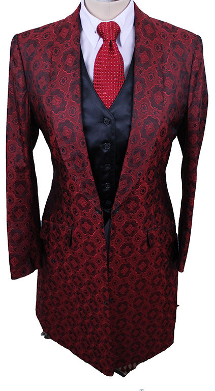 Day Coat Show Season Scarlett and Black Medallion Sheen