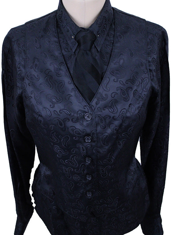 Vest and Shirt Combination Show Season Black Paisley