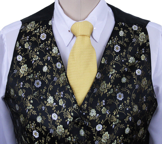 Vest Victors Black with Gold Floral Brocade