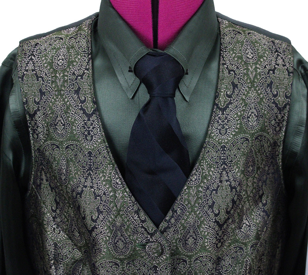 Shirt and Vest Combination Show Season Hunter Green with Black and Gold Brocade