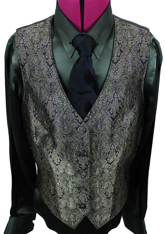 Shirt and Vest Combination Show Season Hunter Green with Black and Gold Brocade