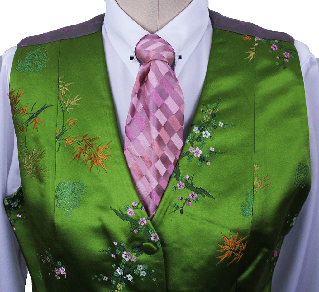 Vest Chavez Green Oriental Brocade