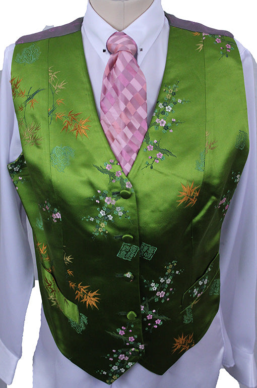 Vest Chavez Green Oriental Brocade