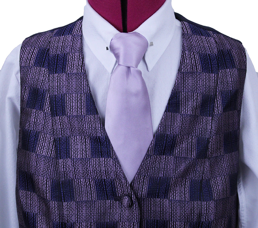 Vest Chavez Purple and Navy Box Brocade
