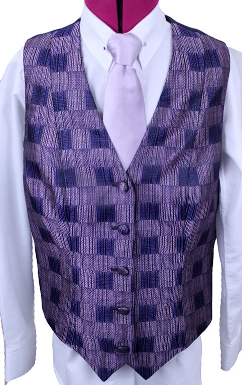 Vest Chavez Purple and Navy Box Brocade