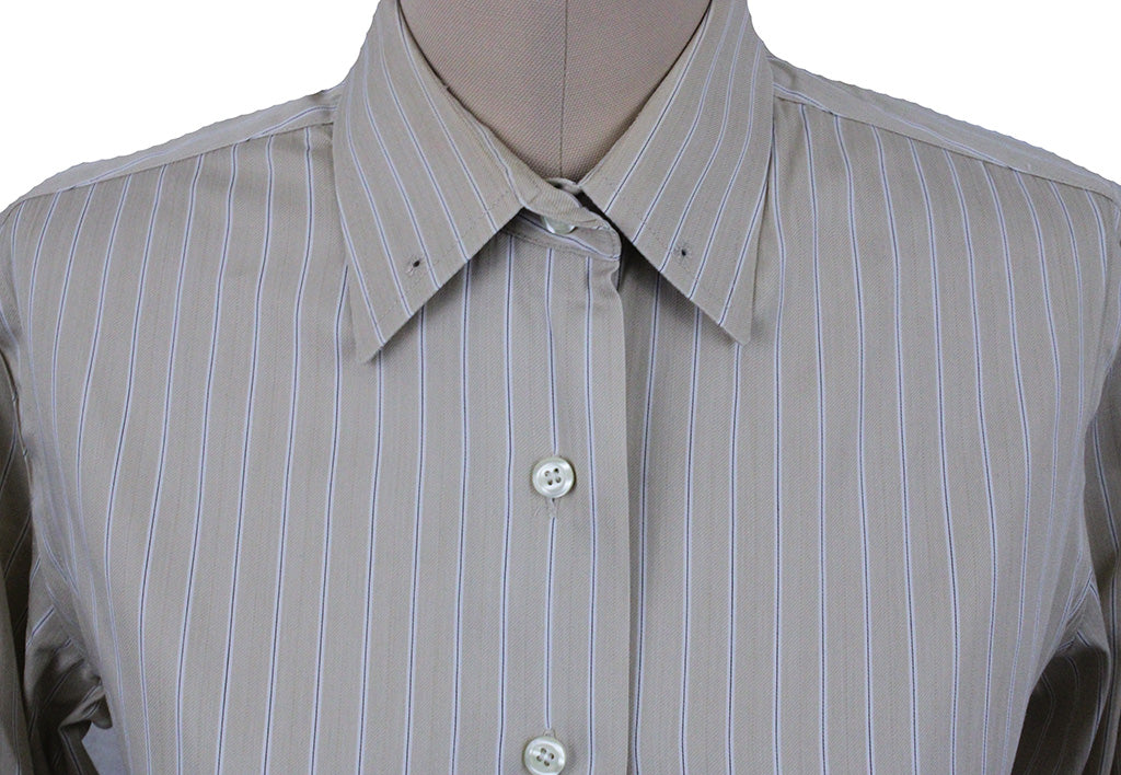 Shirt Show Season Tan with White and Black Pinstripe