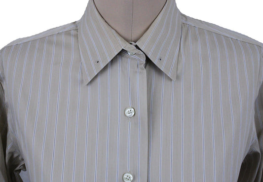 Shirt Show Season Tan with White and Black Pinstripe