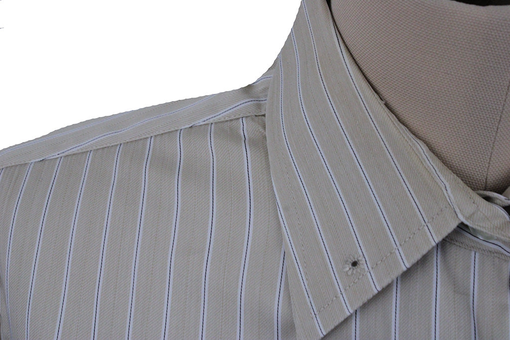 Shirt Show Season Tan with White and Black Pinstripe