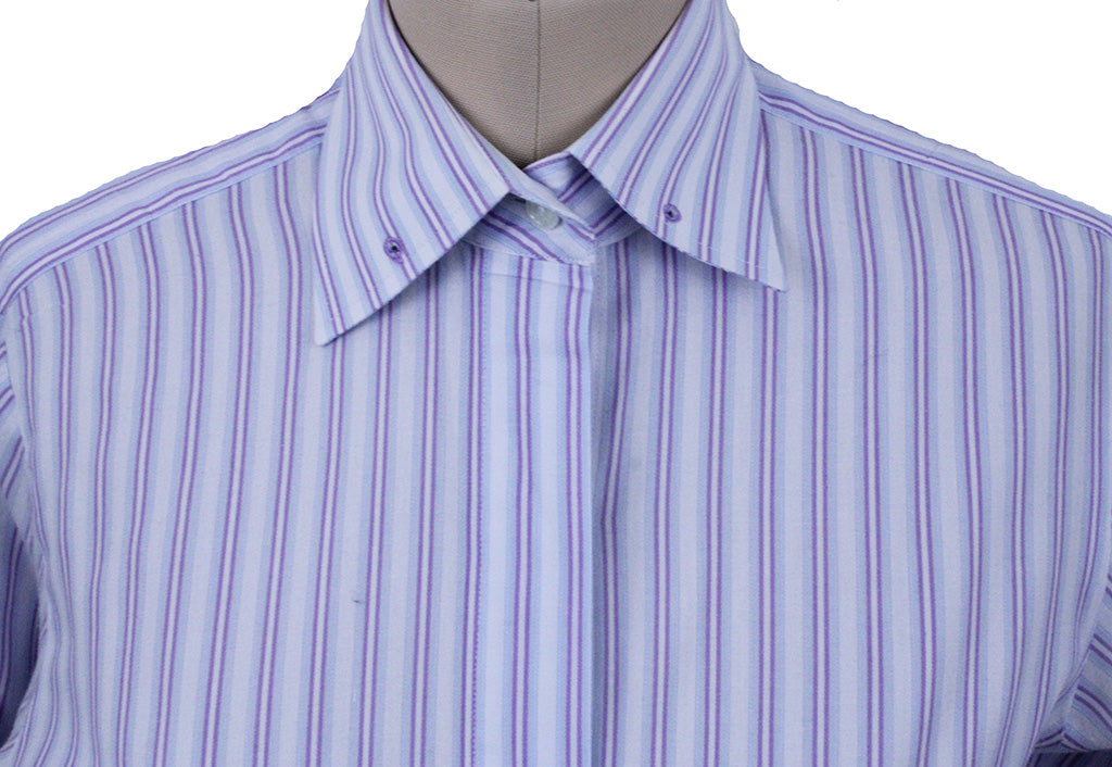 Shirt Issued By Ellie May White with Blue and Purple Stripe