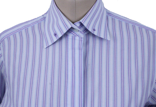 Shirt Issued By Ellie May White with Blue and Purple Stripe