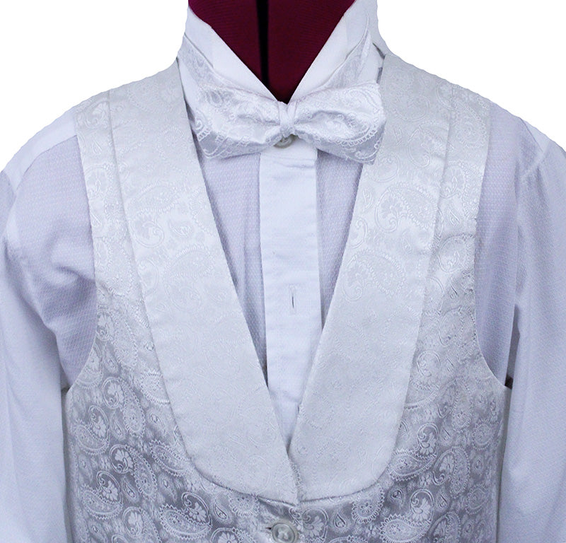 Formal Vest Becker Brothers Candlelight White Paisley Brocade