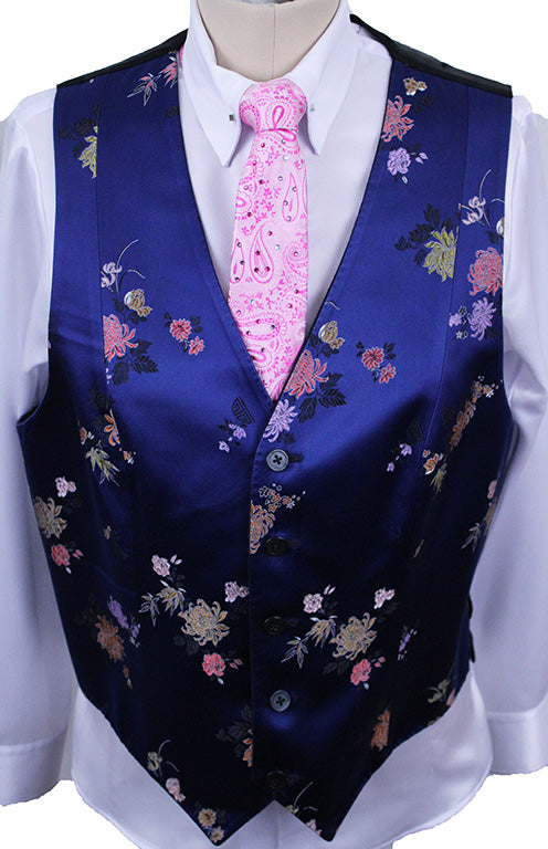 Vest LeCheval Royal Blue Brocade