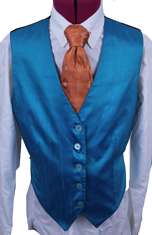 Vest Reversible LIY Aqua and Fire Silk