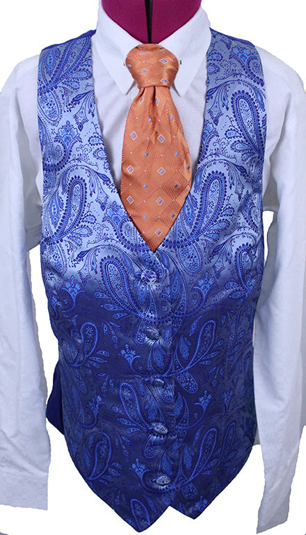 Vest Scintilla Blue Paisley Sheen