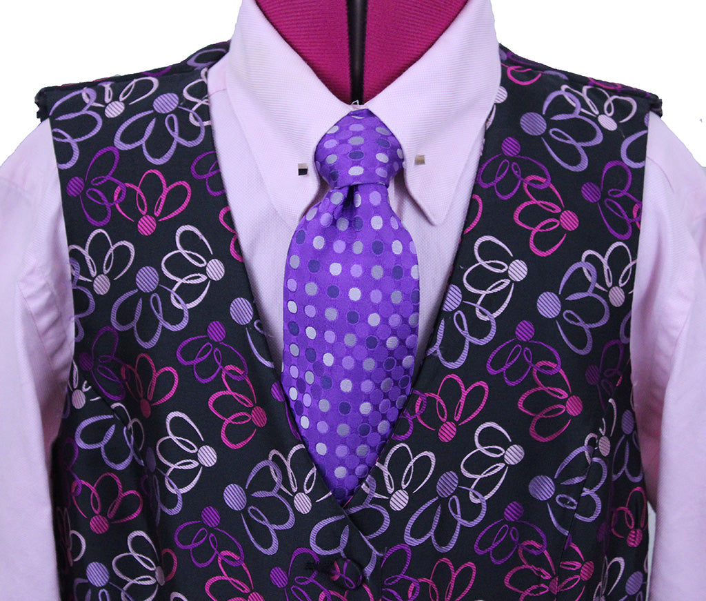 Vest Sterling Pink and Purple Floral Brocade