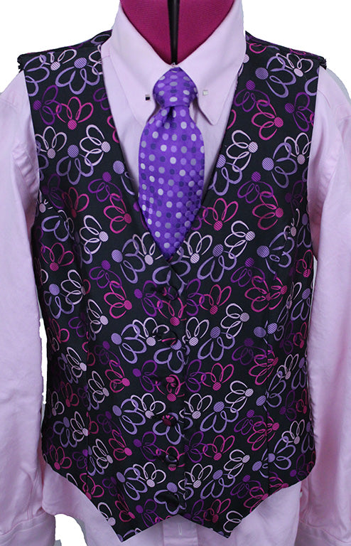 Vest Sterling Pink and Purple Floral Brocade