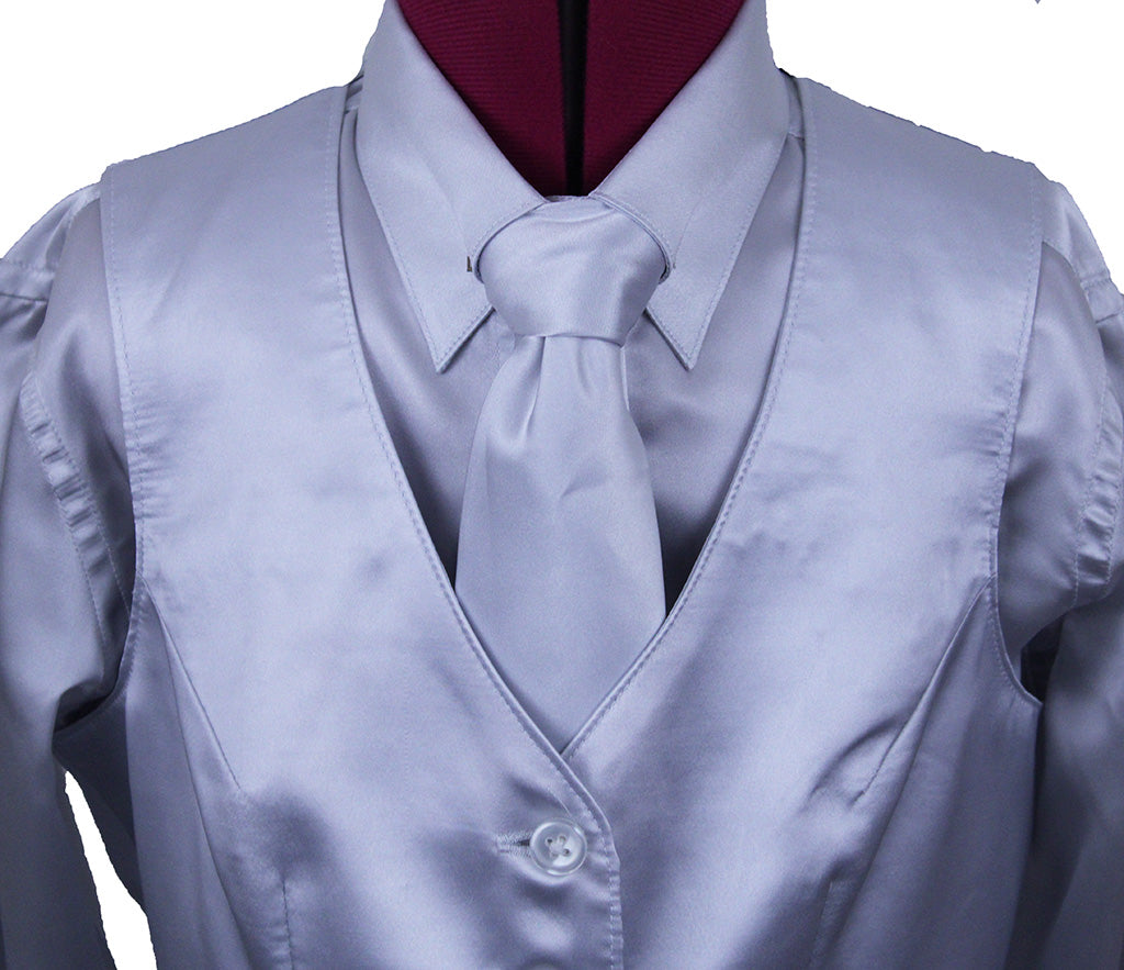 Shirt and Vest Combination Show Season Silver Satin