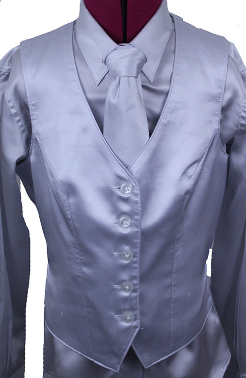 Shirt and Vest Combination Show Season Silver Satin