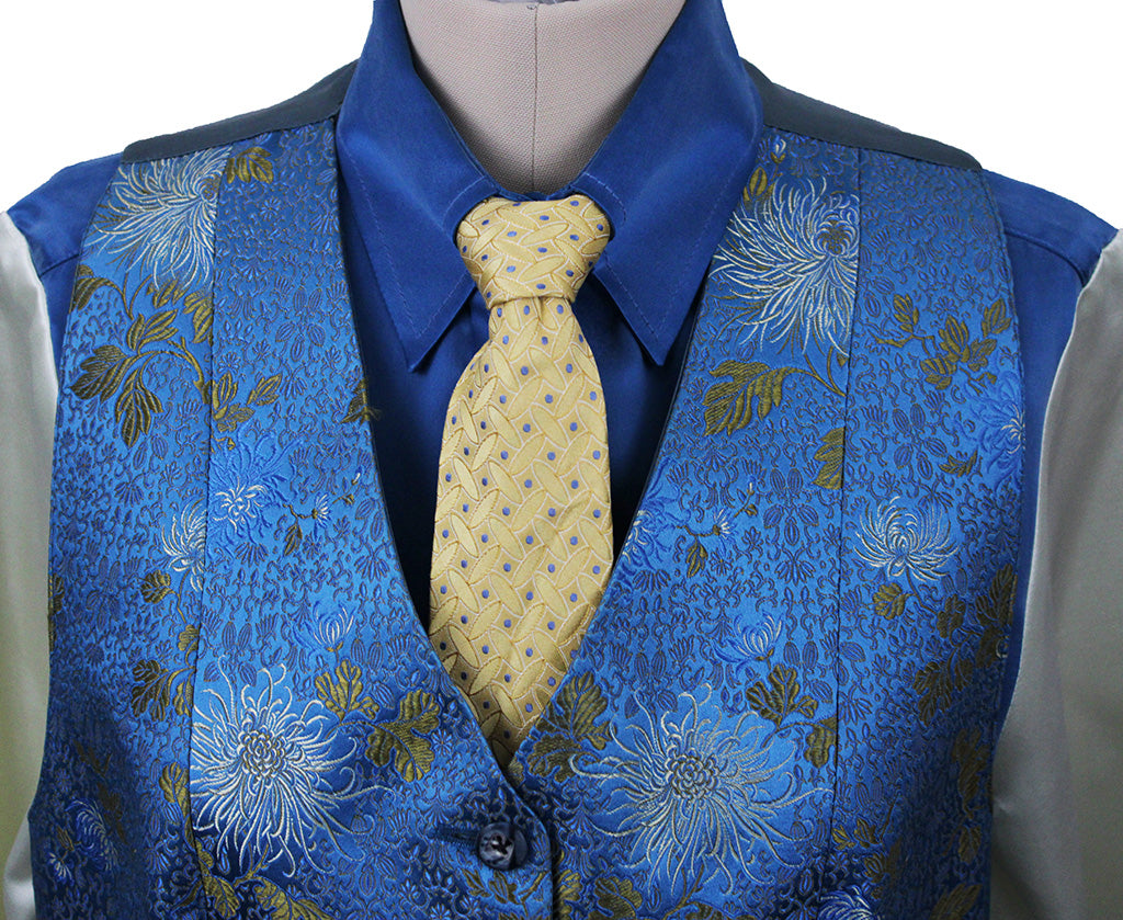 Shirt/Vest Combination Frierson Aqua and Gold Brocade